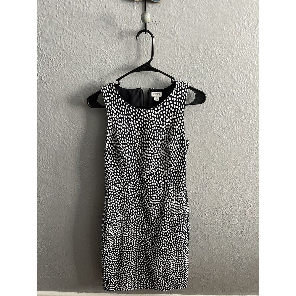 J Crew Women's Navy White Polkadot Dress‎ Sleeveless Size 2